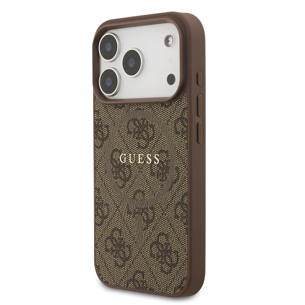 Guess Guess iPhone 17 Pro Back-Cover hul - Magsafe PU Leather - 4G Classic Logo - Braun
