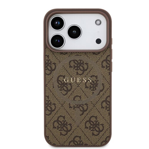 Guess Guess iPhone 17 Pro/iPhone 18 Pro Coque arrière MagSafe similicuir PU Logo 4G classique - Marron