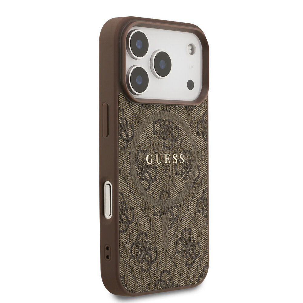 Guess Guess iPhone 17 Pro Back-Cover hul - Magsafe PU Leather - 4G Classic Logo - Braun