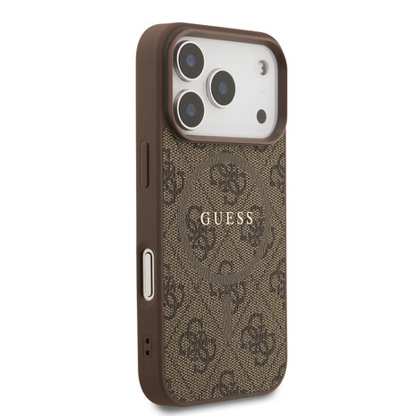 Guess Guess iPhone 17 Pro Back cover case - Magsafe PU Leather - 4G Classic Logo - Brown
