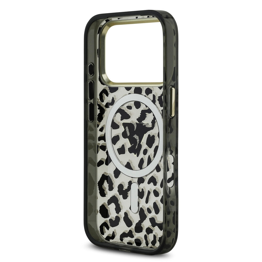 Guess Guess iPhone 17 Pro Back-Cover hul - Magsafe - Leopard Glitter Edition - Schwarz