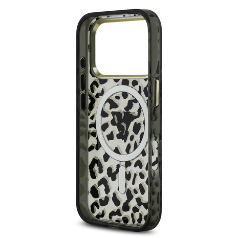 Guess Guess iPhone 17 Pro Back-Cover hul - Magsafe - Leopard Glitter Edition - Schwarz