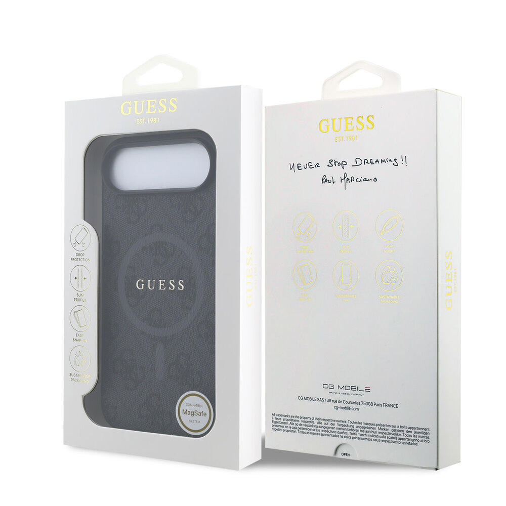 Guess Guess iPhone 17 Air Back cover coque - Magsafe PU Leather - 4G Classic Logo - Noir
