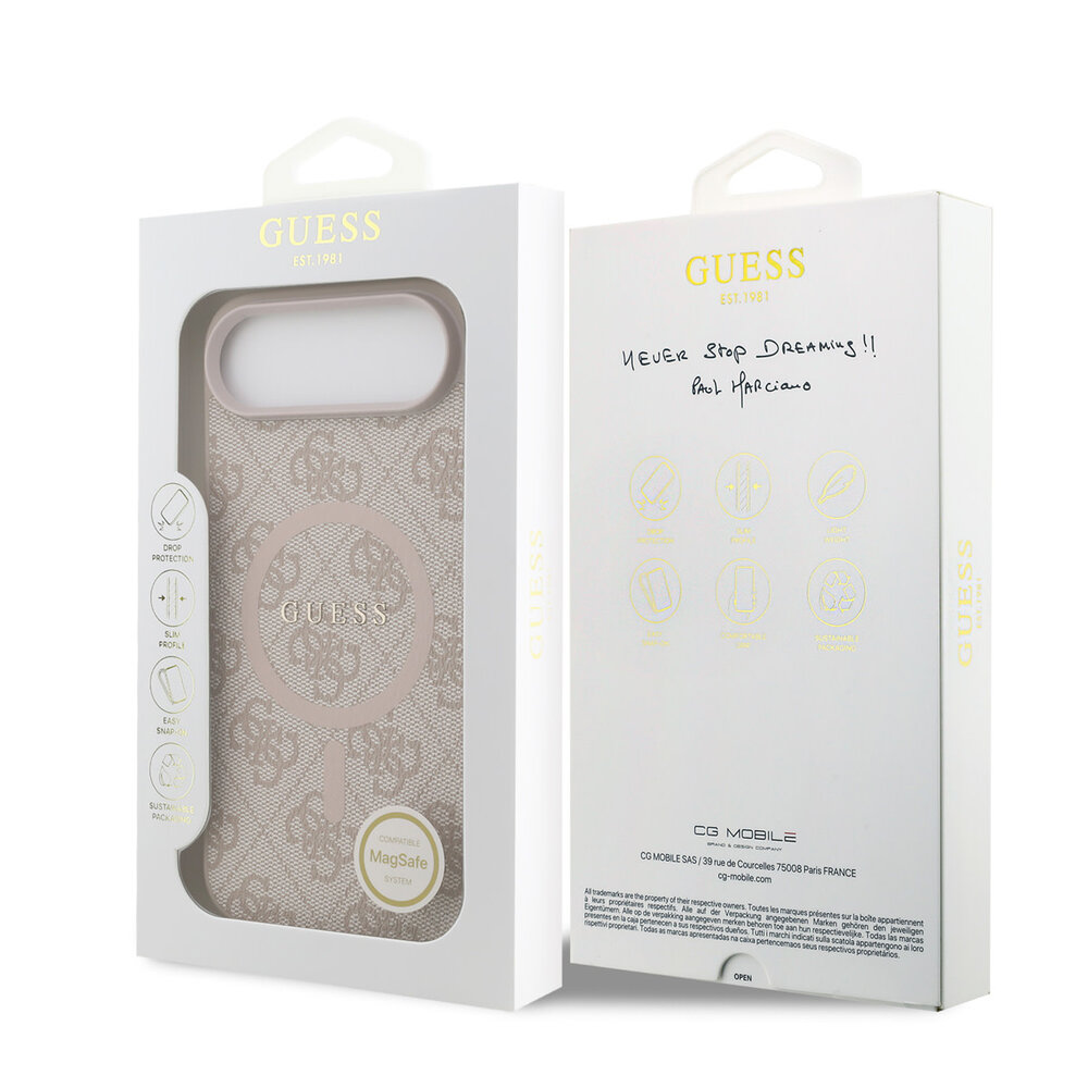 Guess Guess iPhone 17 Air Back cover coque - Magsafe PU Leather - 4G Classic Logo - Rose Guess Guess iPhone 17 Air Back cover coque - Magsafe PU Leather - 4G Classic Logo - Rose