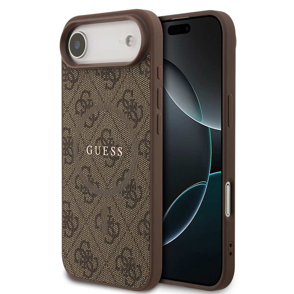Guess Guess iPhone 17 Air Back-Cover hul - Magsafe PU Leather - 4G Classic Logo - Braun