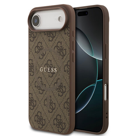 Guess Guess iPhone 17 Air Back-Cover hul - Magsafe PU Leather - 4G Classic Logo - Braun