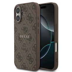 Guess iPhone 17 Back cover coque - Magsafe PU Leather - 4G Classic Logo - Marron