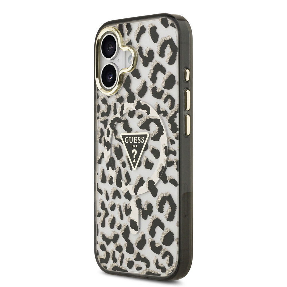 Guess Guess iPhone 17 Backcover hoesje - Magsafe - Leopard Glitter Edition - Zwart