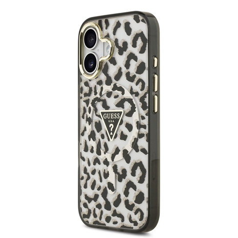 Guess Guess iPhone 17 Backcover hoesje - Magsafe - Leopard Glitter Edition - Zwart