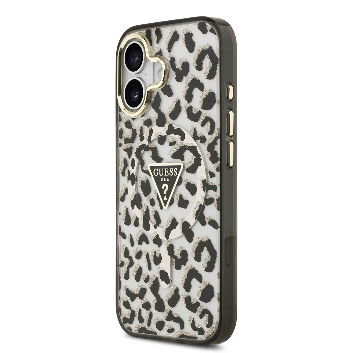 Guess Guess iPhone 17 Backcover hoesje - Magsafe - Leopard Glitter Edition - Zwart, foto 2 van 6