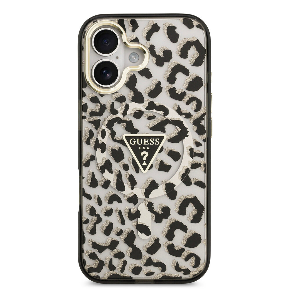 Guess Guess iPhone 17 Backcover hoesje - Magsafe - Leopard Glitter Edition - Zwart
