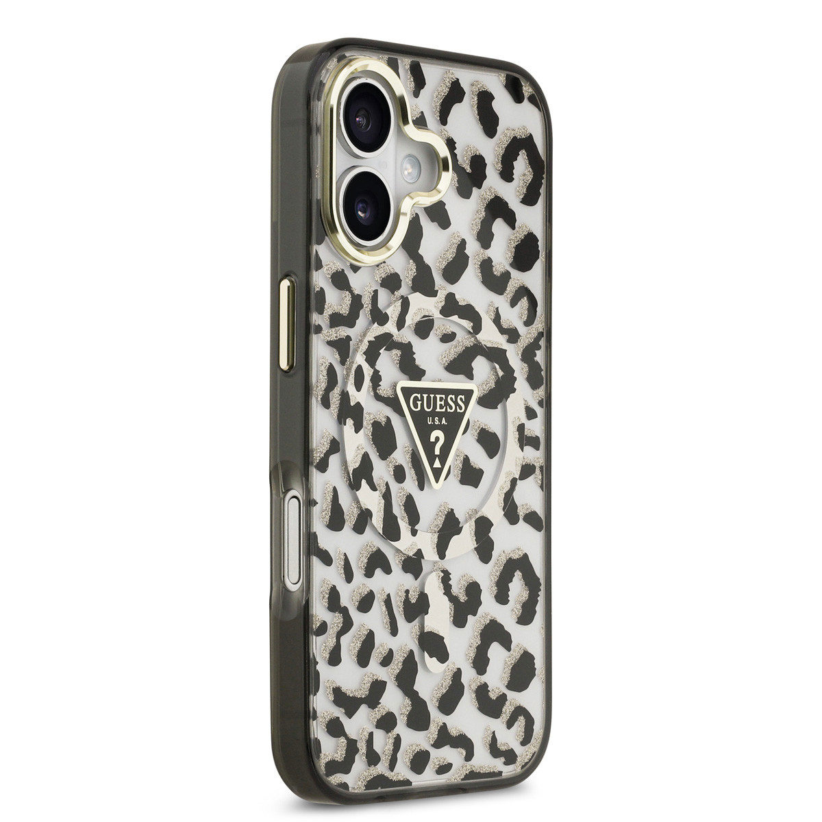 Guess Guess iPhone 17 Backcover hoesje - Magsafe - Leopard Glitter Edition - Zwart, foto 4 van 6