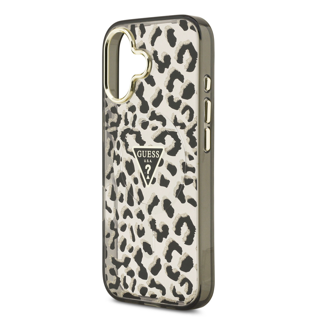 Guess Guess iPhone 17 Backcover hoesje - Magsafe - Leopard Glitter Edition - Zwart, foto 5 van 6