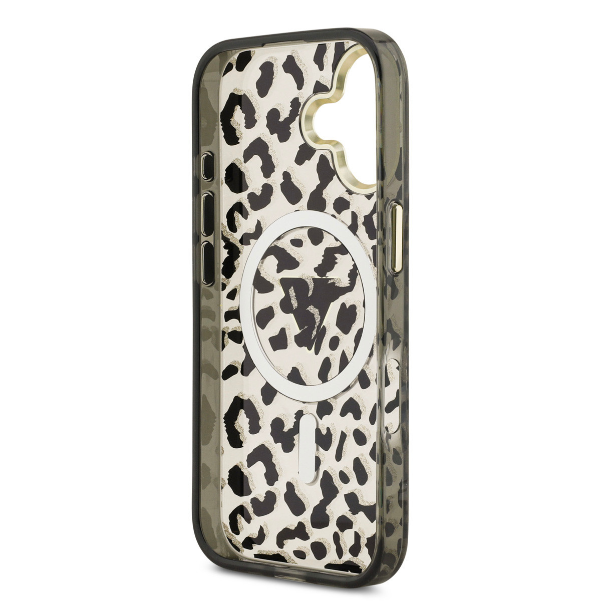 Guess Guess iPhone 17 Backcover hoesje - Magsafe - Leopard Glitter Edition - Zwart, foto 6 van 6