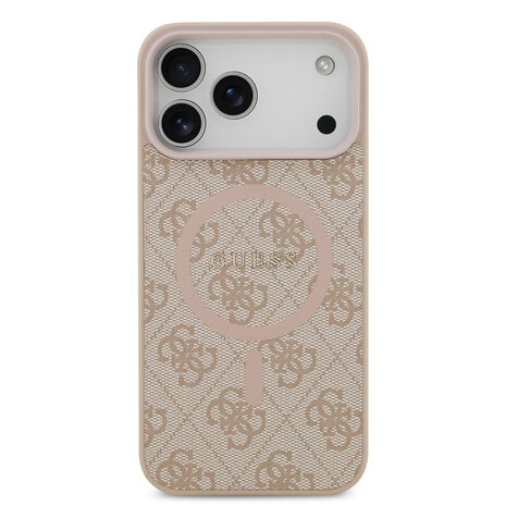 Guess Guess iPhone 17 Pro Max Backcover hoesje - Magsafe PU Leather - 4G Classic Logo - Roze