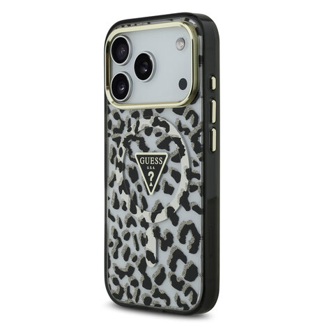 Guess Guess iPhone 17 Pro Max Back-Cover hul - Magsafe - Leopard Glitter Edition - Schwarz