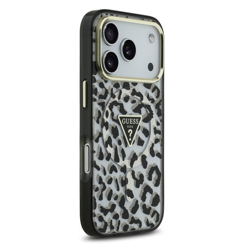 Guess Guess iPhone 17 Pro Max Backcover hoesje - Magsafe - Leopard Glitter Edition - Zwart