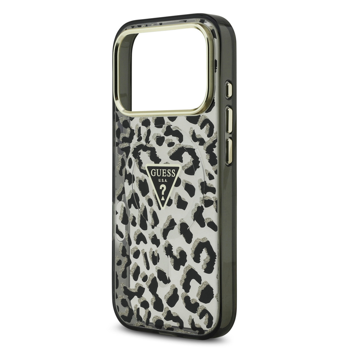 Guess Guess iPhone 17 Pro Max Backcover hoesje - Magsafe - Leopard Glitter Edition - Zwart, foto 5 van 6