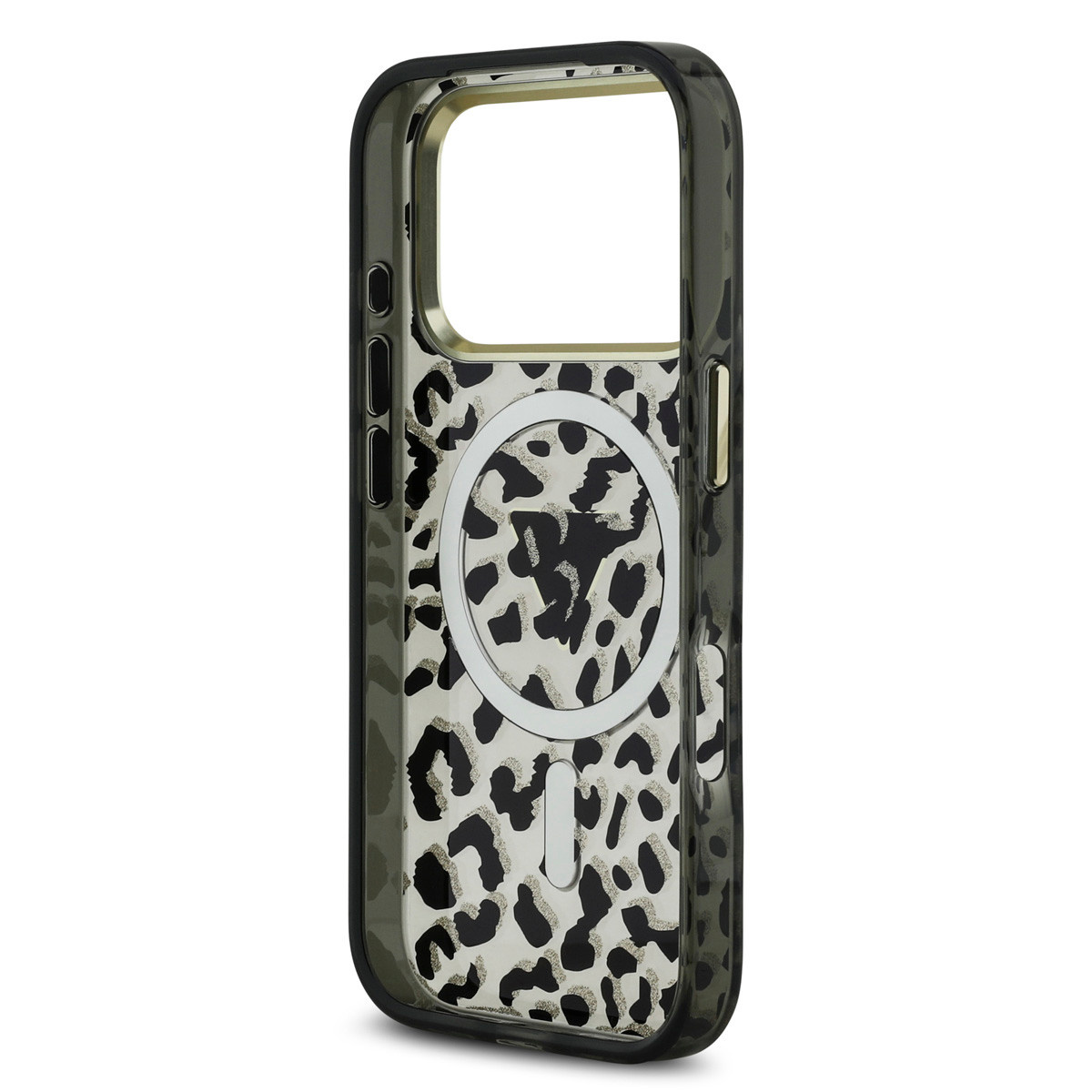 Guess Guess iPhone 17 Pro Max Backcover hoesje - Magsafe - Leopard Glitter Edition - Zwart, foto 6 van 6