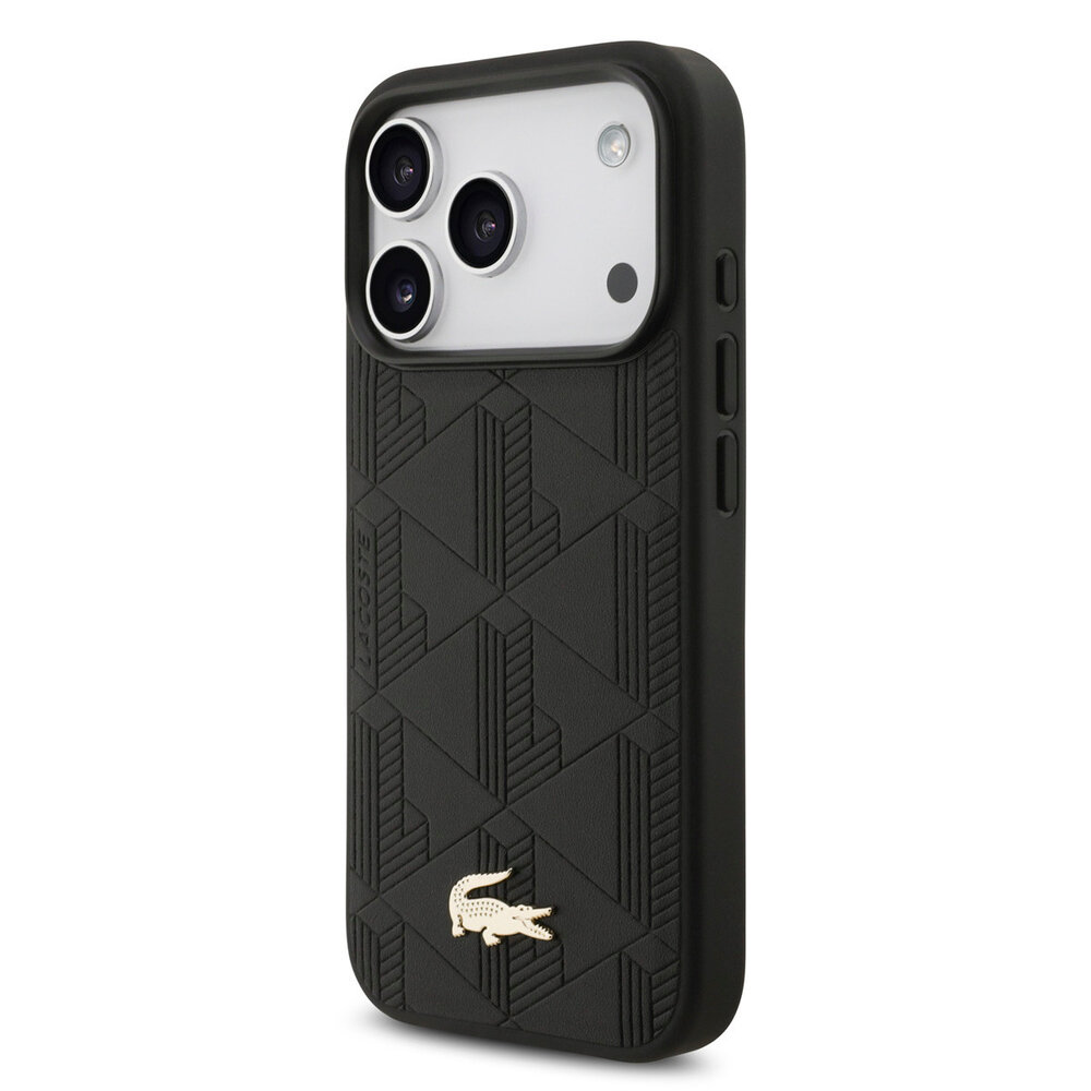 Lacoste Lacoste iPhone 17 Pro Back cover coque - MagSafe - Monogramme Print With Gold Logo - Noir Lacoste Lacoste iPhone 17 Pro Back cover coque - MagSafe - Monogramme Print With Gold Logo - Noir