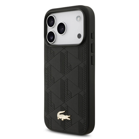 Lacoste Lacoste iPhone 17 Pro Back cover coque - MagSafe - Monogramme Print With Gold Logo - Noir Lacoste Lacoste iPhone 17 Pro Back cover coque - MagSafe - Monogramme Print With Gold Logo - Noir