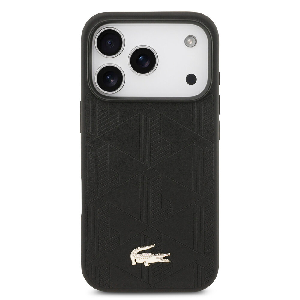 Lacoste Lacoste iPhone 17 Pro Back-Cover hul - MagSafe - Monogramme Print With Gold Logo - Schwarz
