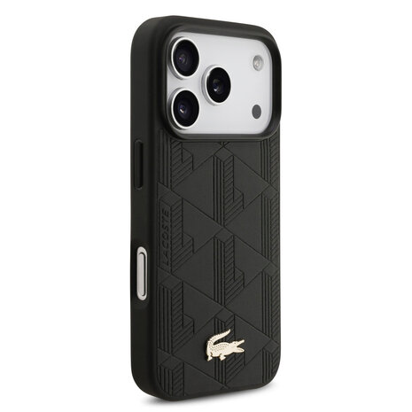 Lacoste Lacoste iPhone 17 Pro Back-Cover hul - MagSafe - Monogramme Print With Gold Logo - Schwarz