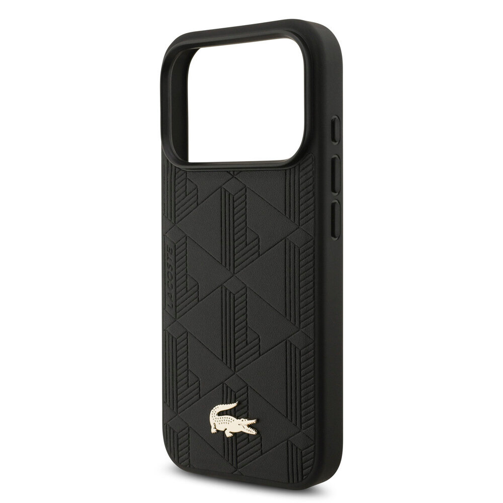 Lacoste Lacoste iPhone 17 Pro Back cover coque - MagSafe - Monogramme Print With Gold Logo - Noir Lacoste Lacoste iPhone 17 Pro Back cover coque - MagSafe - Monogramme Print With Gold Logo - Noir