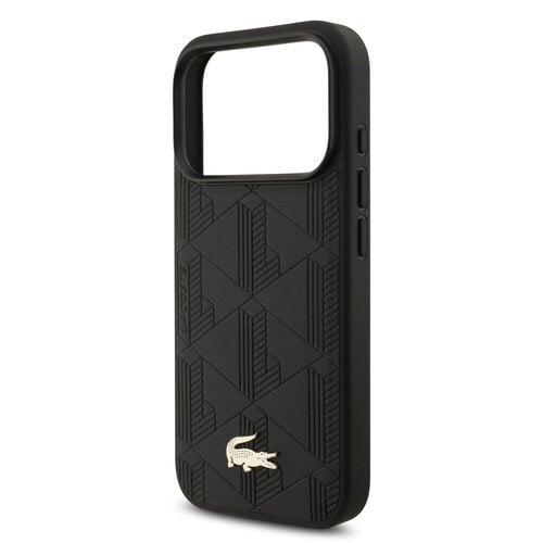 Lacoste Lacoste iPhone 17 Pro/iPhone 18 Pro Handyhülle MagSafe Monogramm-Print mit goldfarbenem Logo - Schwarz