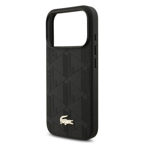 Lacoste Lacoste iPhone 17 Pro Back-Cover hul - MagSafe - Monogramme Print With Gold Logo - Schwarz