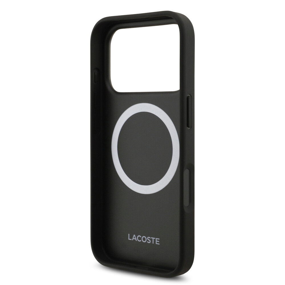 Lacoste Lacoste iPhone 17 Pro Back-Cover hul - MagSafe - Monogramme Print With Gold Logo - Schwarz