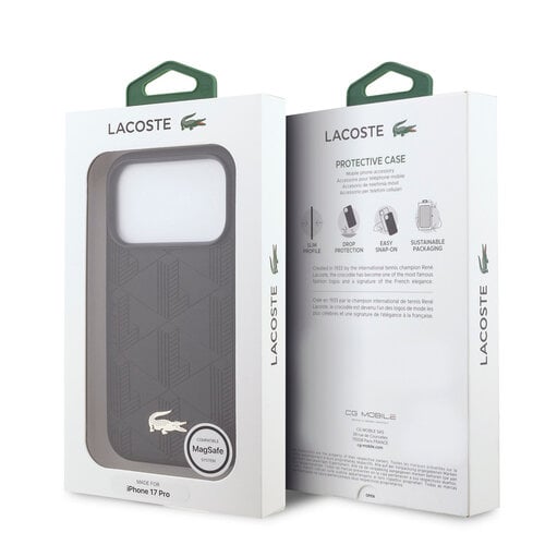 Lacoste Lacoste iPhone 17 Pro/iPhone 18 Pro Handyhülle MagSafe Monogramm-Print mit goldfarbenem Logo - Schwarz
