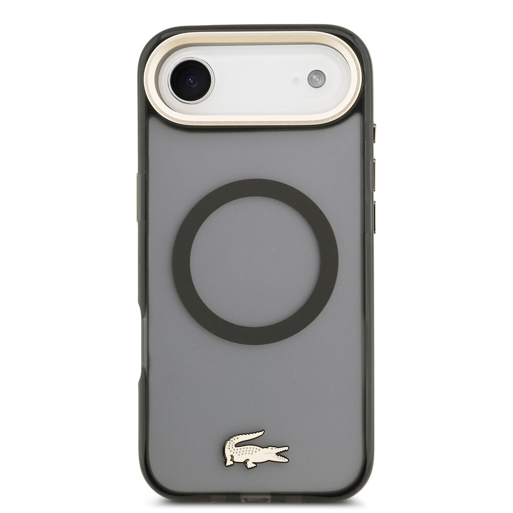 Lacoste Lacoste iPhone 17 Air Back cover coque - MagSafe - Transparent Case With Frosted Finish - Gold Edge - Noir