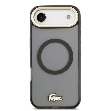 Lacoste Lacoste iPhone 17 Air Backcover hoesje - MagSafe - Transparent Case With Frosted Finish - Gold Edge - Zwart