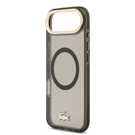 Lacoste Lacoste iPhone 17 Air Backcover hoesje - MagSafe - Transparent Case With Frosted Finish - Gold Edge - Zwart