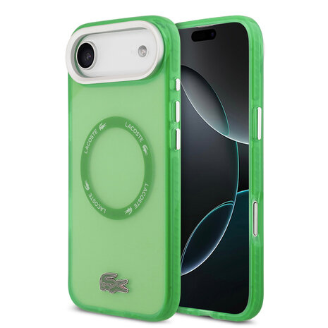 Lacoste Lacoste iPhone 17 Air Backcover hoesje - MagSafe - Transparent Case With Frosted Finish - Groen