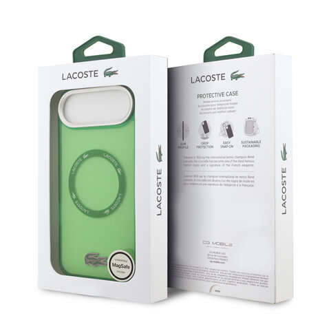 Lacoste Lacoste iPhone 17 Air Backcover hoesje - MagSafe - Transparent Case With Frosted Finish - Groen