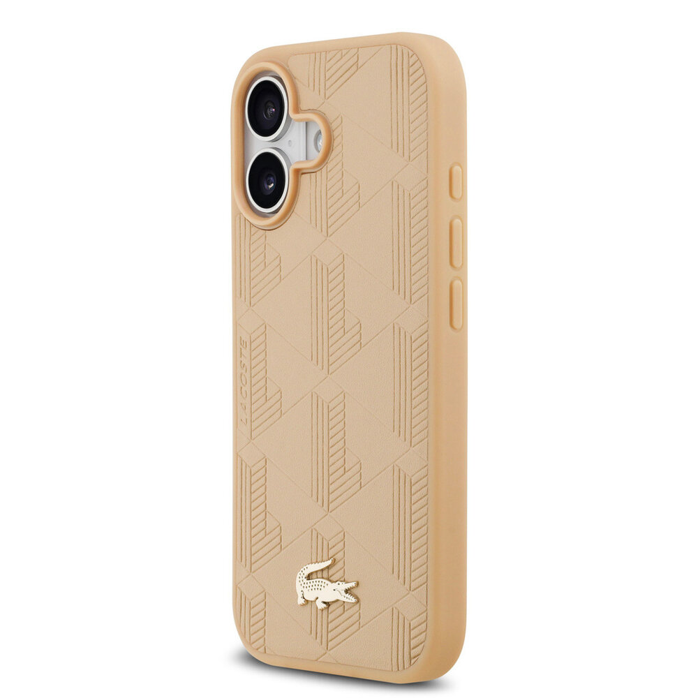 Lacoste Lacoste iPhone 17 Back-Cover hul - MagSafe - Monogramme Print With Gold Logo - Beige