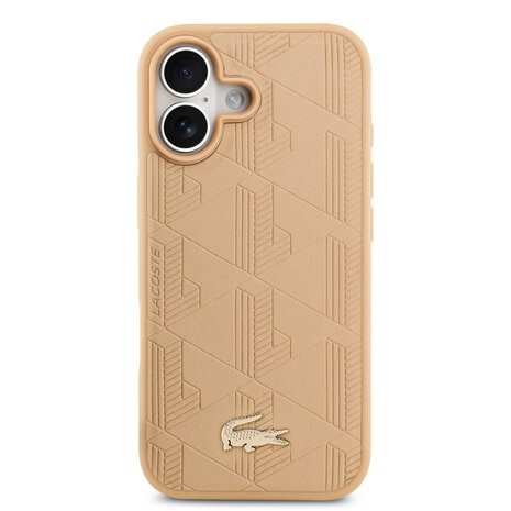 Lacoste Lacoste iPhone 17 Backcover hoesje - MagSafe - Monogramme Print With Gold Logo - Beige Lacoste Lacoste iPhone 17 Backcover hoesje - MagSafe - Monogramme Print With Gold Logo - Beige