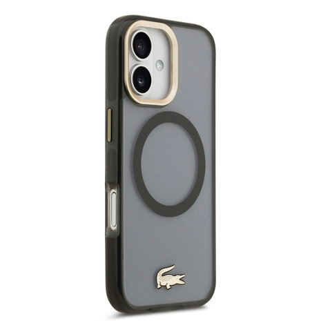 Lacoste Lacoste iPhone 17 Back cover coque - MagSafe - Transparent Case With Frosted Finish - Gold Edge - Noir Lacoste Lacoste iPhone 17 Back cover coque - MagSafe - Transparent Case With Frosted Finish - Gold Edge - Noir