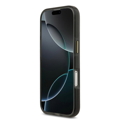 Lacoste Lacoste iPhone 17 Back-Cover hul - MagSafe - Transparent Case With Frosted Finish - Gold Edge - Schwarz