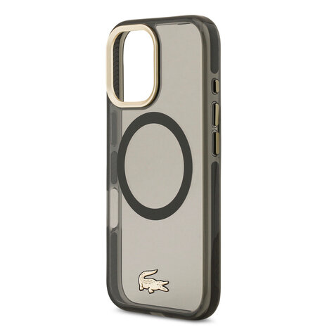 Lacoste Lacoste iPhone 17 Back cover case - MagSafe - Transparent Case With Frosted Finish - Gold Edge - Black