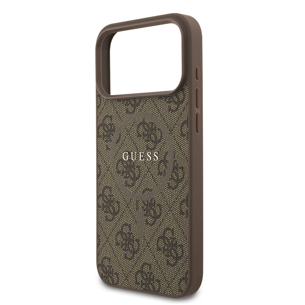 Guess Guess iPhone 17 Pro Max Backcover hoesje - Magsafe PU Leather - 4G Classic Logo - Bruin
