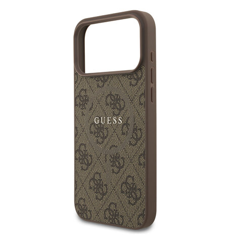 Guess Guess iPhone 17 Pro Max Back-Cover hul - Magsafe PU Leather - 4G Classic Logo - Braun