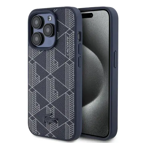 Lacoste Lacoste iPhone 15 Pro Backcover hoesje - The Blend Monogram - Navy