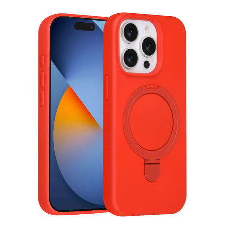 TUNIQ TUNIQ iPhone 15 Pro Back-Cover hul - Magsafe With Ring Stand - Hanger - Classic Red