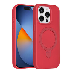 TUNIQ iPhone 15 Pro Back cover coque - Magsafe With Ring Stand - Hanger - Cherry Red