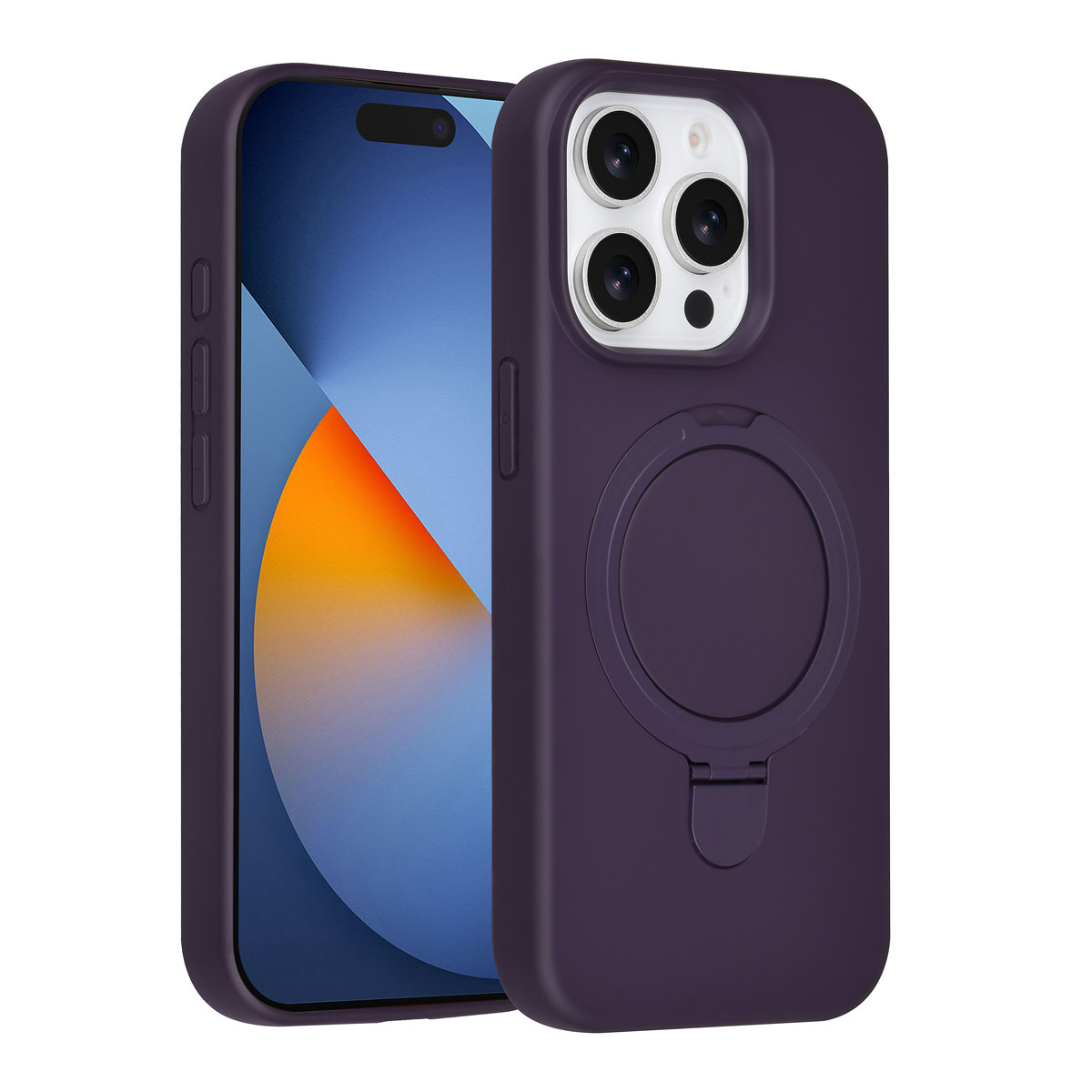 TUNIQ TUNIQ iPhone 15 Pro Backcover hoesje - Magsafe With Ring Stand - Hanger - Grape Purple