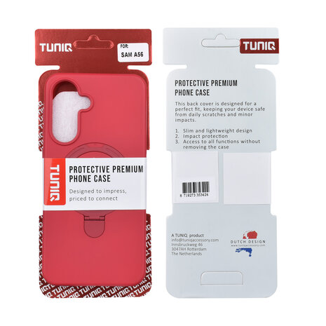 TUNIQ TUNIQ Galaxy A56 Back-Cover hul - Magsafe With Ring Stand - Hanger - Cherry Red TUNIQ TUNIQ Galaxy A56 Back-Cover hul - Magsafe With Ring Stand - Hanger - Cherry Red