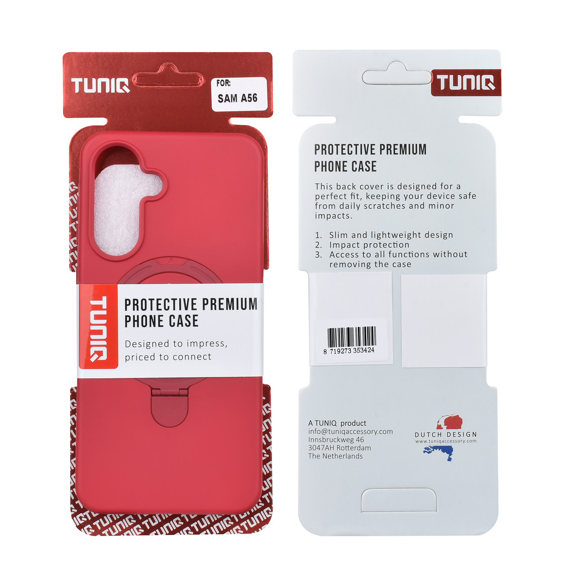 TUNIQ TUNIQ Galaxy A56 Backcover hoesje - Magsafe With Ring Stand - Hanger - Cherry Red, foto 3 van 3